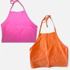 Sunday Best Vibrant Pink & Orange Halter Top- 2 for 1!